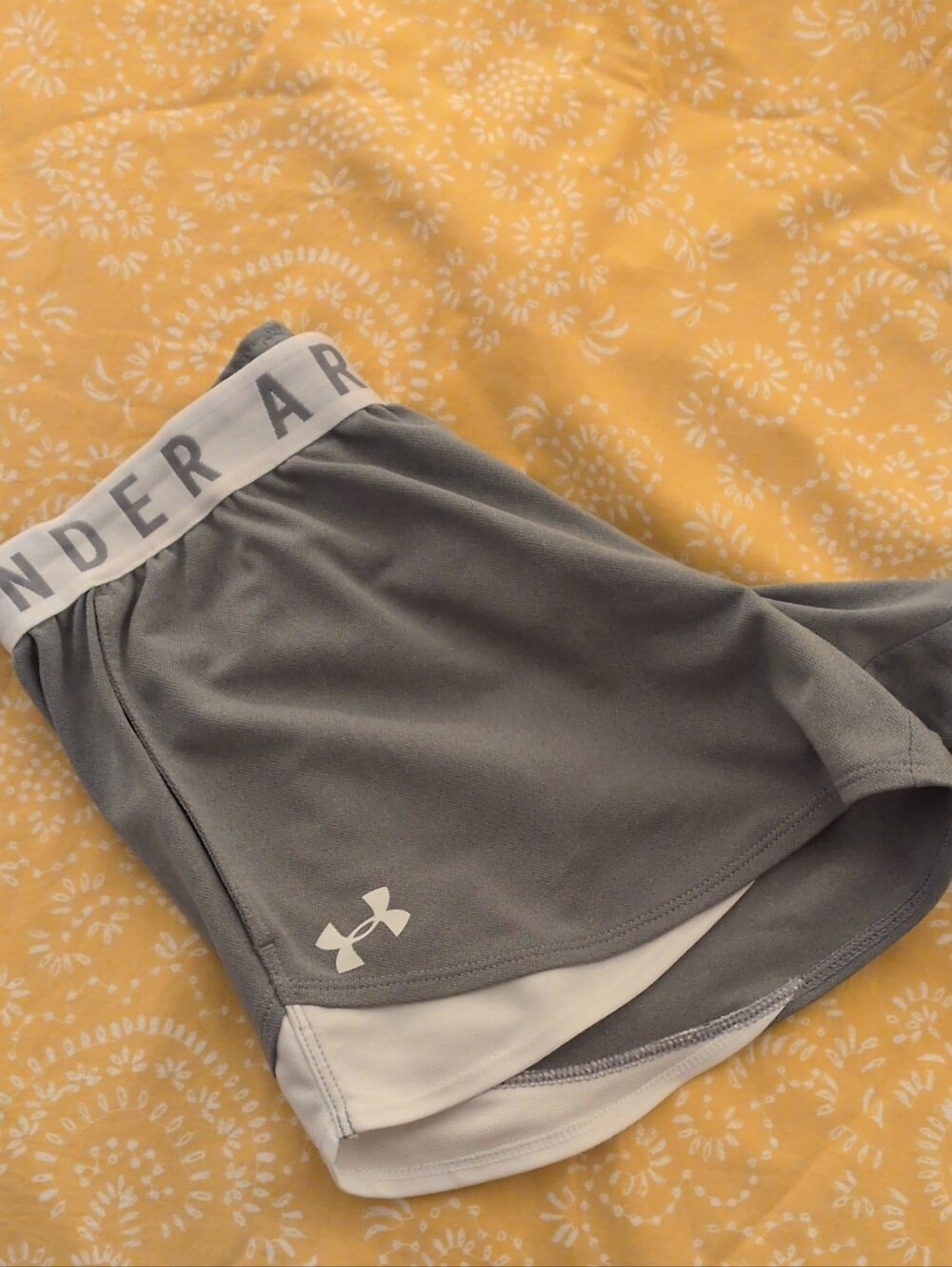 Under Armour Gray Athletic Shorts with White Band